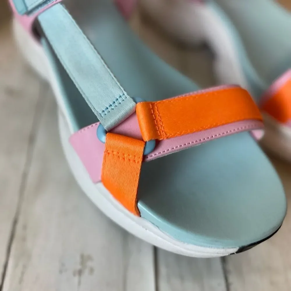 Nurture Roam Multi -Color Platform Block Heel Pastel Sandals Size 10